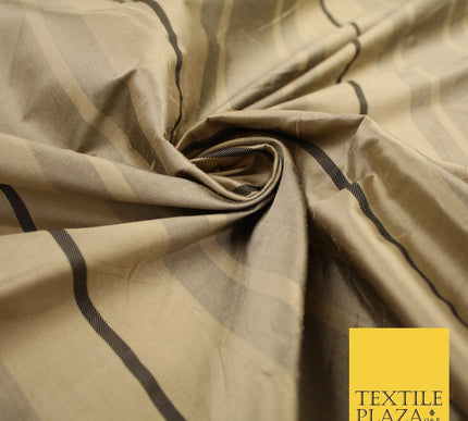 8 COLOURS - Fryetts Luxury Textured Multi Line Striped 100% PURE SILK Fabric