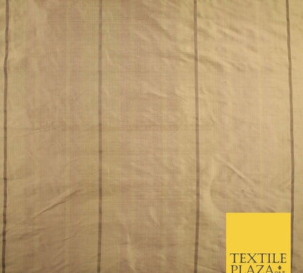 8 COLOURS - Fryetts Luxury Textured Multi Line Striped 100% PURE SILK Fabric