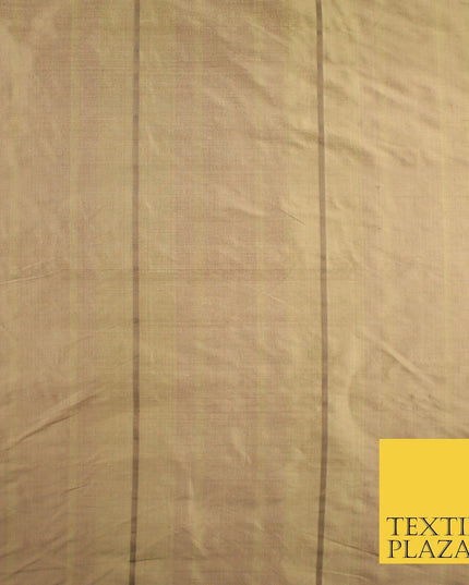 8 COLOURS - Fryetts Luxury Textured Multi Line Striped 100% PURE SILK Fabric