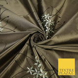 8 COLOURS - Fryetts Luxury Oversized Dandelion Embroidered 100% PURE SILK Fabric
