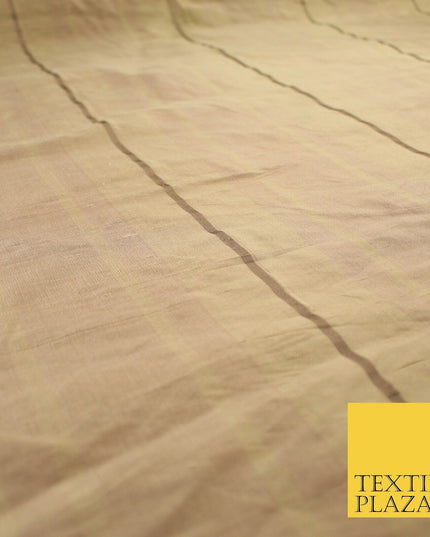 8 COLOURS - Fryetts Luxury Textured Multi Line Striped 100% PURE SILK Fabric