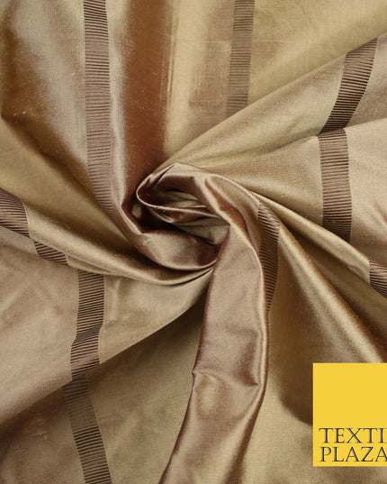 10 COLOURS - Fryetts Luxury Textured Vertical Line Striped 100% PURE SILK Fabric