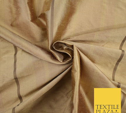 8 COLOURS - Fryetts Luxury Textured Multi Line Striped 100% PURE SILK Fabric