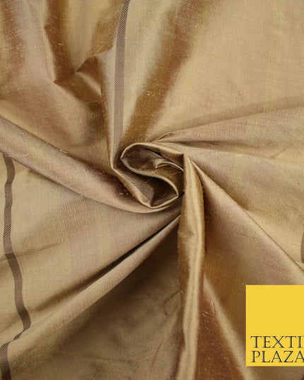 8 COLOURS - Fryetts Luxury Textured Multi Line Striped 100% PURE SILK Fabric