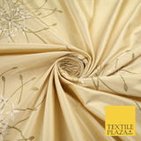 8 COLOURS - Fryetts Luxury Oversized Dandelion Embroidered 100% PURE SILK Fabric