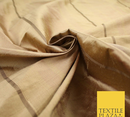 8 COLOURS - Fryetts Luxury Textured Multi Line Striped 100% PURE SILK Fabric