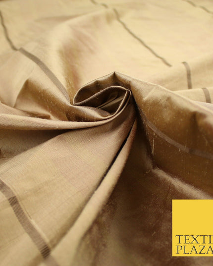 8 COLOURS - Fryetts Luxury Textured Multi Line Striped 100% PURE SILK Fabric