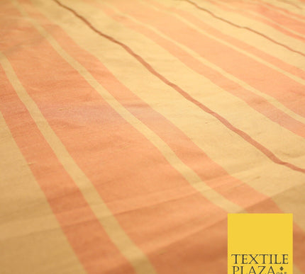 8 COLOURS - Fryetts Luxury Textured Multi Line Striped 100% PURE SILK Fabric