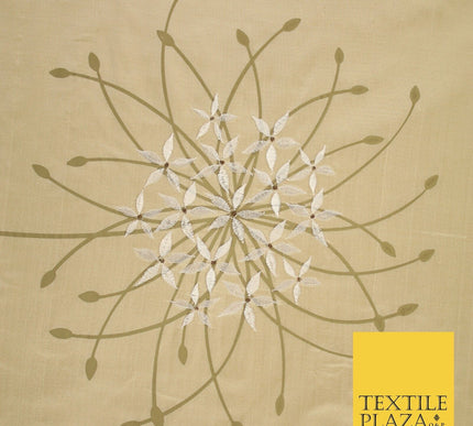 8 COLOURS - Fryetts Luxury Oversized Dandelion Embroidered 100% PURE SILK Fabric