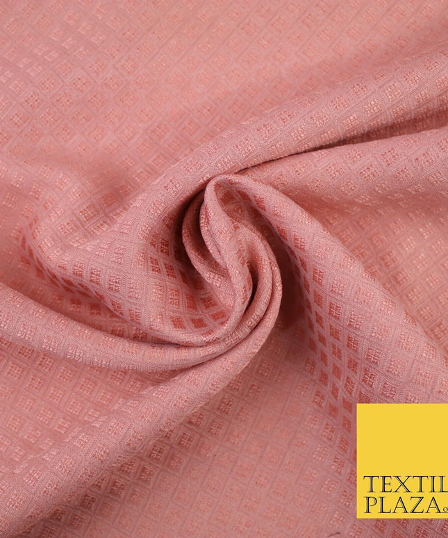 Mini Diamond Check Ornamental Textured Brocade Jacquard Waistcoat Dress Fabric