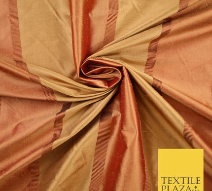 10 COLOURS - Fryetts Luxury Textured Vertical Line Striped 100% PURE SILK Fabric