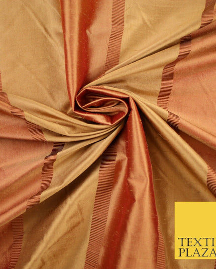 10 COLOURS - Fryetts Luxury Textured Vertical Line Striped 100% PURE SILK Fabric