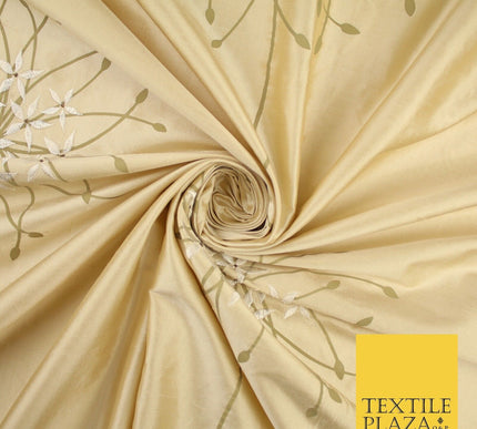 8 COLOURS - Fryetts Luxury Oversized Dandelion Embroidered 100% PURE SILK Fabric