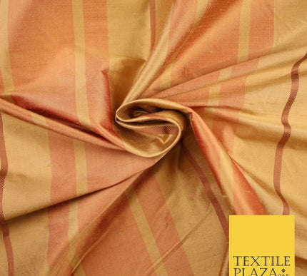 8 COLOURS - Fryetts Luxury Textured Multi Line Striped 100% PURE SILK Fabric