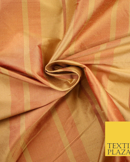 8 COLOURS - Fryetts Luxury Textured Multi Line Striped 100% PURE SILK Fabric