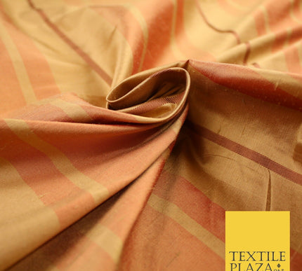 8 COLOURS - Fryetts Luxury Textured Multi Line Striped 100% PURE SILK Fabric