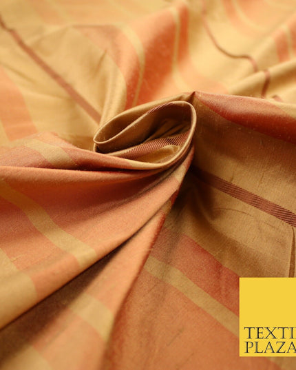 8 COLOURS - Fryetts Luxury Textured Multi Line Striped 100% PURE SILK Fabric