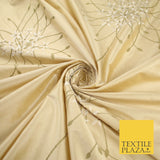 8 COLOURS - Fryetts Luxury Oversized Dandelion Embroidered 100% PURE SILK Fabric