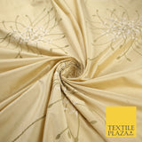 8 COLOURS - Fryetts Luxury Oversized Dandelion Embroidered 100% PURE SILK Fabric