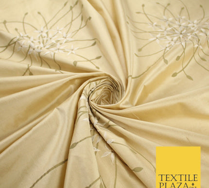 8 COLOURS - Fryetts Luxury Oversized Dandelion Embroidered 100% PURE SILK Fabric