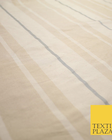 8 COLOURS - Fryetts Luxury Textured Multi Line Striped 100% PURE SILK Fabric