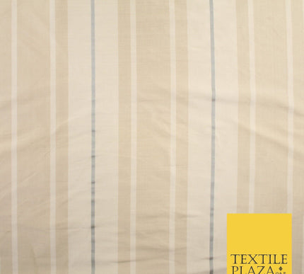 8 COLOURS - Fryetts Luxury Textured Multi Line Striped 100% PURE SILK Fabric