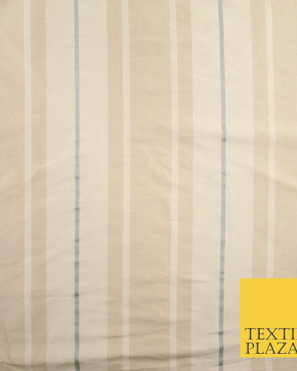8 COLOURS - Fryetts Luxury Textured Multi Line Striped 100% PURE SILK Fabric