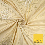 8 COLOURS - Fryetts Luxury Oversized Dandelion Embroidered 100% PURE SILK Fabric