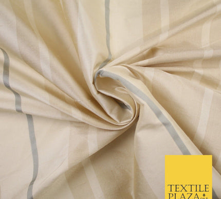 8 COLOURS - Fryetts Luxury Textured Multi Line Striped 100% PURE SILK Fabric