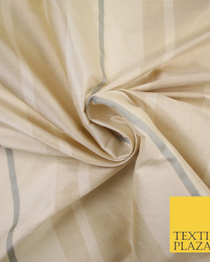 8 COLOURS - Fryetts Luxury Textured Multi Line Striped 100% PURE SILK Fabric