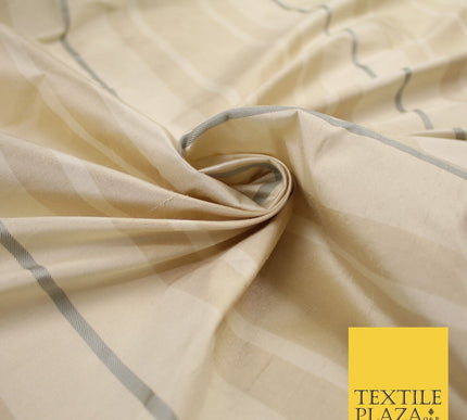 8 COLOURS - Fryetts Luxury Textured Multi Line Striped 100% PURE SILK Fabric
