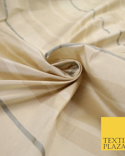 8 COLOURS - Fryetts Luxury Textured Multi Line Striped 100% PURE SILK Fabric