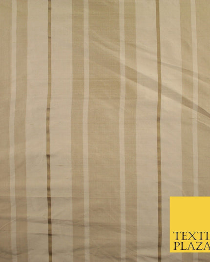8 COLOURS - Fryetts Luxury Textured Multi Line Striped 100% PURE SILK Fabric