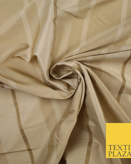 8 COLOURS - Fryetts Luxury Textured Multi Line Striped 100% PURE SILK Fabric