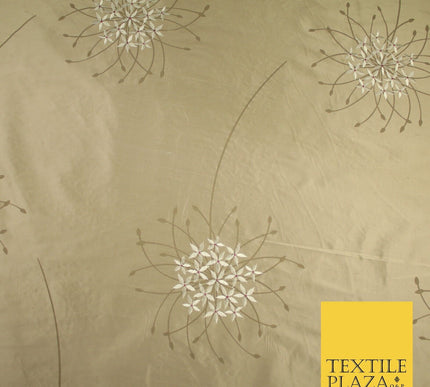 8 COLOURS - Fryetts Luxury Oversized Dandelion Embroidered 100% PURE SILK Fabric