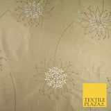 8 COLOURS - Fryetts Luxury Oversized Dandelion Embroidered 100% PURE SILK Fabric