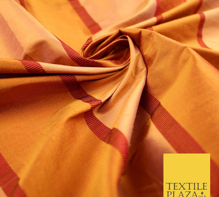 10 COLOURS - Fryetts Luxury Textured Vertical Line Striped 100% PURE SILK Fabric