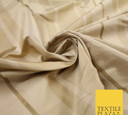 8 COLOURS - Fryetts Luxury Textured Multi Line Striped 100% PURE SILK Fabric
