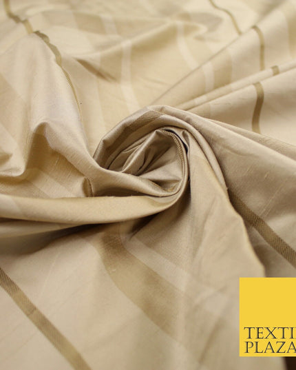 8 COLOURS - Fryetts Luxury Textured Multi Line Striped 100% PURE SILK Fabric