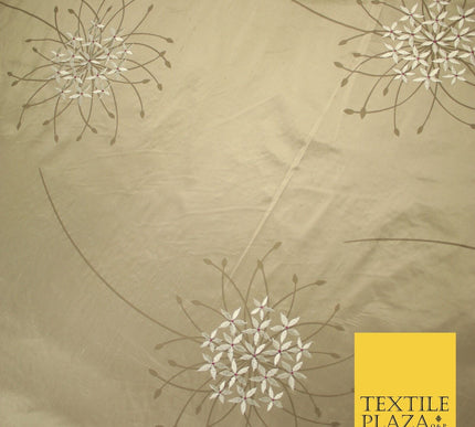 8 COLOURS - Fryetts Luxury Oversized Dandelion Embroidered 100% PURE SILK Fabric