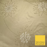 8 COLOURS - Fryetts Luxury Oversized Dandelion Embroidered 100% PURE SILK Fabric