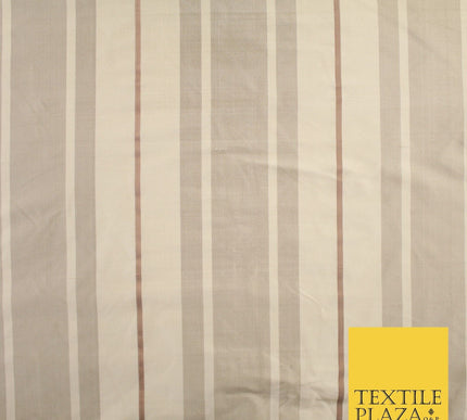 8 COLOURS - Fryetts Luxury Textured Multi Line Striped 100% PURE SILK Fabric