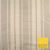 8 COLOURS - Fryetts Luxury Textured Multi Line Striped 100% PURE SILK Fabric
