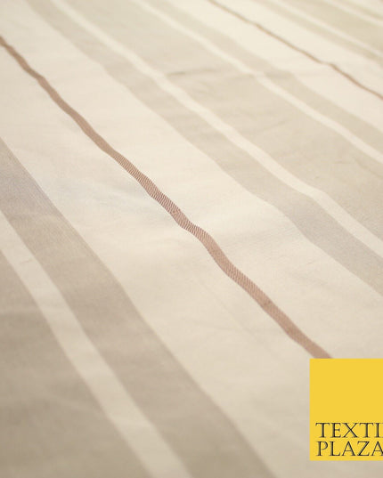 8 COLOURS - Fryetts Luxury Textured Multi Line Striped 100% PURE SILK Fabric
