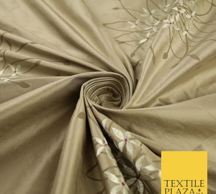 8 COLOURS - Fryetts Luxury Oversized Dandelion Embroidered 100% PURE SILK Fabric