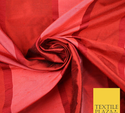10 COLOURS - Fryetts Luxury Textured Vertical Line Striped 100% PURE SILK Fabric