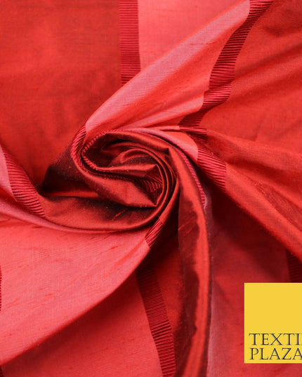 10 COLOURS - Fryetts Luxury Textured Vertical Line Striped 100% PURE SILK Fabric