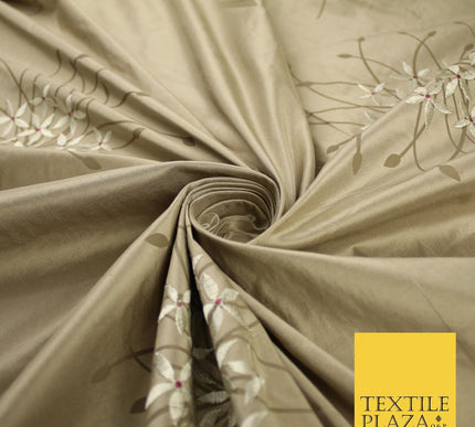 8 COLOURS - Fryetts Luxury Oversized Dandelion Embroidered 100% PURE SILK Fabric