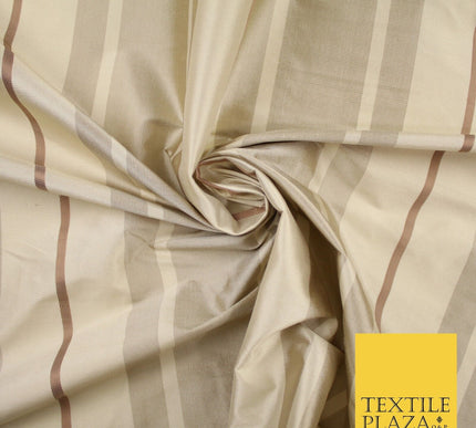 8 COLOURS - Fryetts Luxury Textured Multi Line Striped 100% PURE SILK Fabric