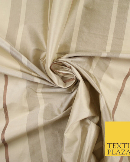 8 COLOURS - Fryetts Luxury Textured Multi Line Striped 100% PURE SILK Fabric